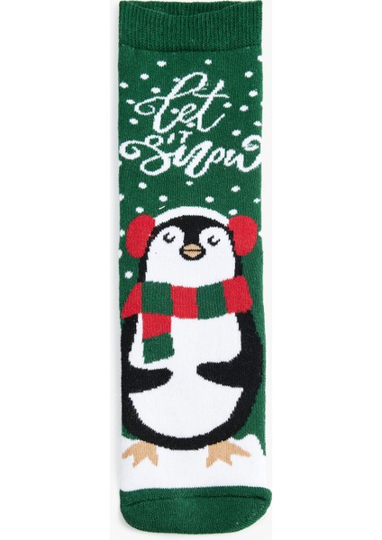 Yılbaşı Temalı Pamuklu Havlu Soket Çorap