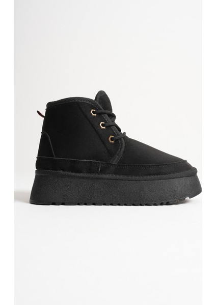 Elena Premium Kadın Siyah Kışlık Içi Kürklü Kalın Taban Bot