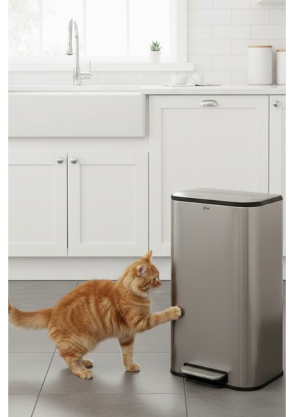 Titan 30 L Metal Pedallı Çöp Kovası Çelik | Dayanıklı, Kolay Temizlik Çıkarılabilir Yıkanabilir İç Sepet, Hijyenik Kullanım fırsatları