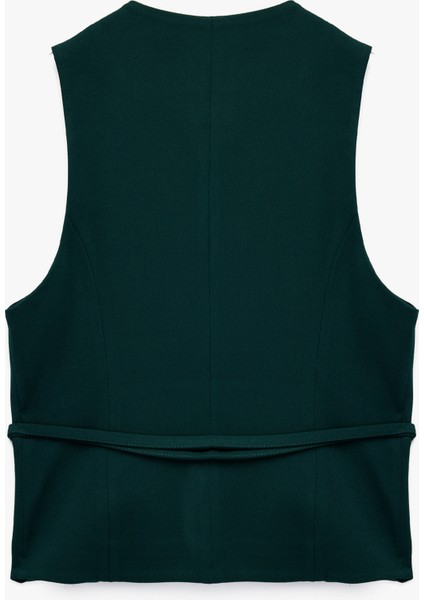 x Melis Ağazat - Bağlama Detaylı Slim Fit Kruvaze Blazer Yelek fiyatları