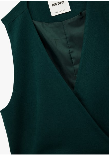 x Melis Ağazat - Bağlama Detaylı Slim Fit Kruvaze Blazer Yelek modelleri