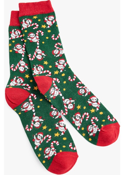Yılbaşı Temalı Pamuklu Soket Çorap