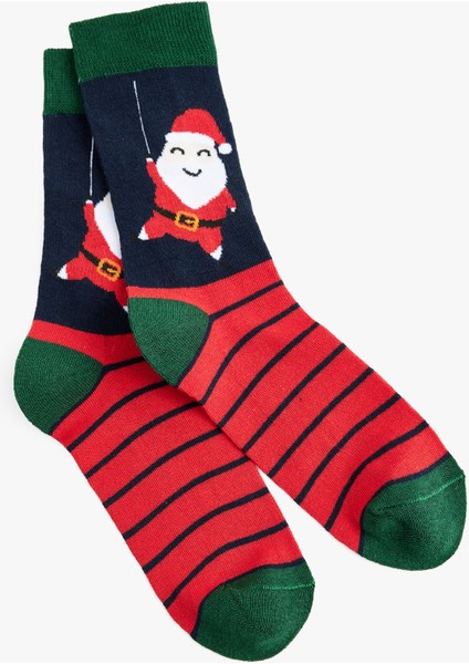 Noel Baba Baskılı Pamuklu Soket Çorap