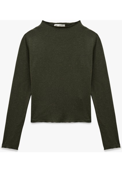 x Sima Tarkan - Koyun Yünü Karışımlı Uzun Kollu Hafif Dik Yaka Bluz