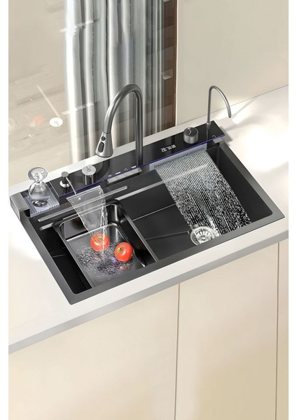 Akıllı Evye Seti Dijital Tuşlu Endüstriyel Mutfak Lavabo Musluk Batarya Teknolojik Yeni Nesil Eviye fiyatları