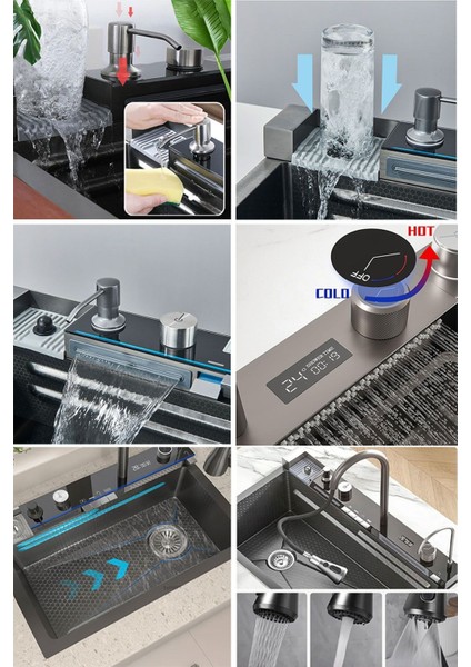 Akıllı Evye Seti Dijital Tuşlu Endüstriyel Mutfak Lavabo Musluk Batarya Teknolojik Yeni Nesil Eviye fırsatları