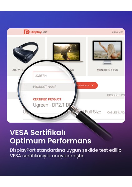 16K Displayport Kablo 2.1 Dp2.0 40GBPS 8K@240Hz, 3m, 25862 fırsatları