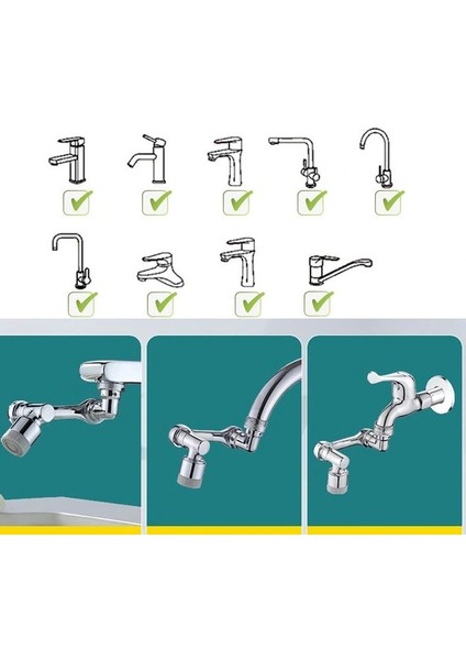 1080 Derece Dönebilen Robotik Kol Musluk Başlığı - Musluk Uzatma Aparatı Ucu indirimleri