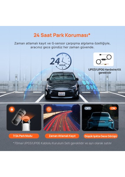 70MAİ 2.5k Araç Kamerası A410 Ön Kamera ( Sadece Ön Kamera ) Süper Gece Görüşü F1.55 Dahili Wi-Fi modelleri