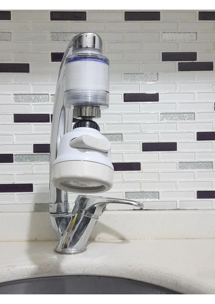 Filtreli Kireç Önleyici 360 Derece Dönen Hareketli Musluk Başlığı - 3 Fonksiyonlu - Krem indirimleri