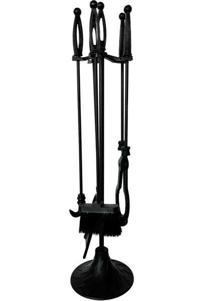 Şömine Maşa Takımı Yuvarlak Ayaklı Siyah