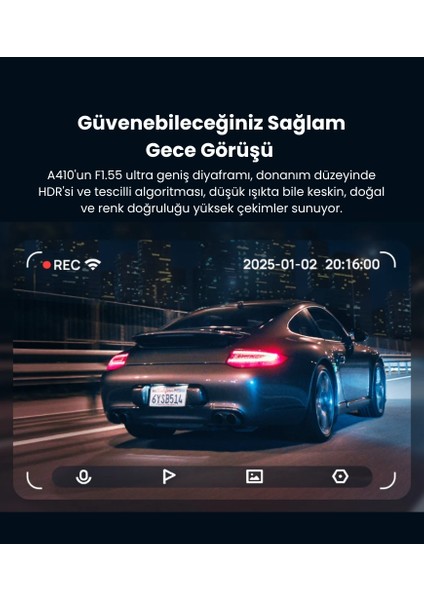 70MAİ 2.5k Araç Kamerası A410 Ön Kamera ( Sadece Ön Kamera ) Süper Gece Görüşü F1.55 Dahili Wi-Fi fırsatları