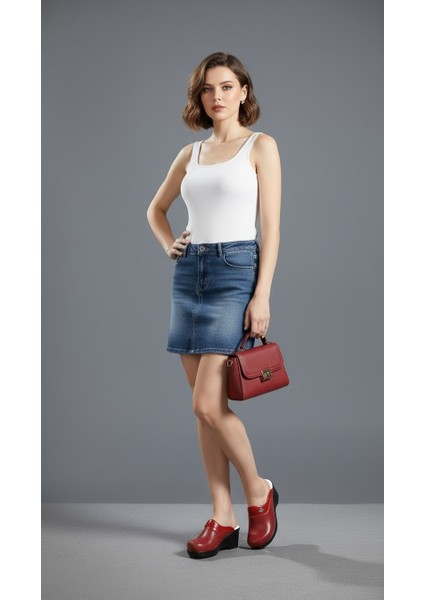 Kırmızı Delikli Dolgu Topuklu Kadın Sabo Ortopedik Hemşire Doktor Aşçı Günlük Terlik fırsatları