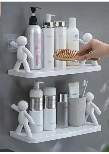 2 Adet Özel Raf Baharatlık -Makyaj Malzeme Rafı Kendinden Yapışkanlı Banyo Mutfak Organizer Raf