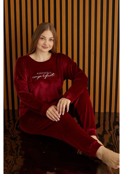 Battal Fransız Kadife Uzun Kollu Kadın Pijama Takımı 4220-9 fiyatları