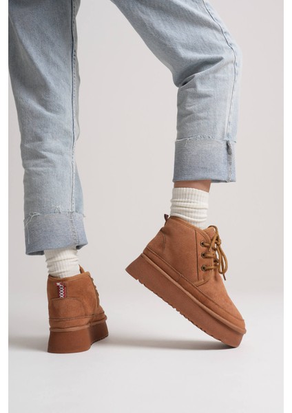 Elena Premium Kadın Taba Kışlık İçi Kürklü Kalın Taban Bot