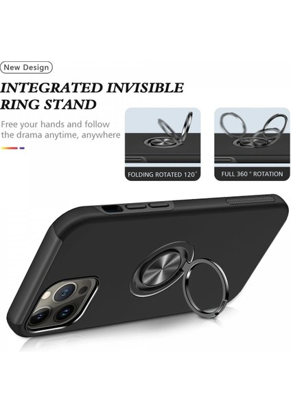 iPhone 13 Pro Kılıf Elit Yüzüklü Kapak - Siyah modelleri