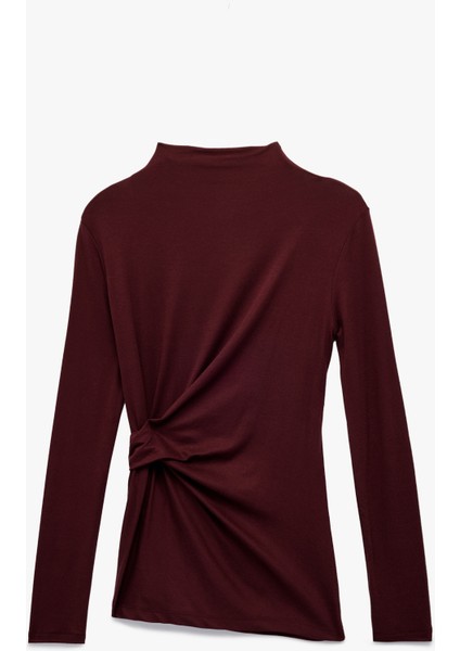 x Melis Ağazat - Slim Fit Uzun Kollu Dik Yaka Aksesuar Detaylı Tişört fiyatları