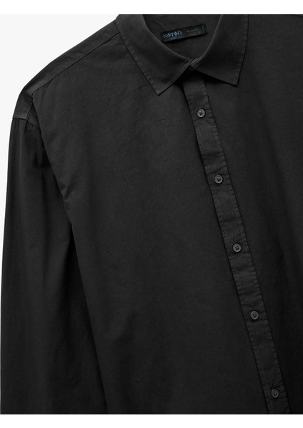 Klasik Yaka Pamuklu Düğmeli Oversize Uzun Kollu Gömlek modelleri