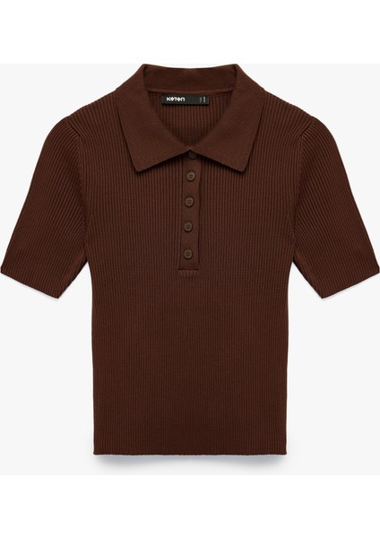 Regular Fit Yarım Düğmeli Kısa Kollu Polo Yaka Triko Kazak modelleri