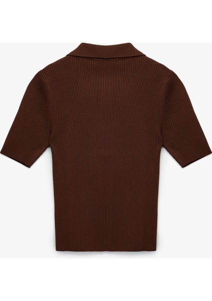 Regular Fit Yarım Düğmeli Kısa Kollu Polo Yaka Triko Kazak fırsatları