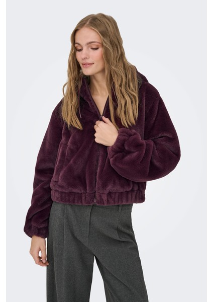 Jdyola Regular Fit Yumuşak Tüylü Kapüşon Yaka Ceket Bayan Ceket 15359329