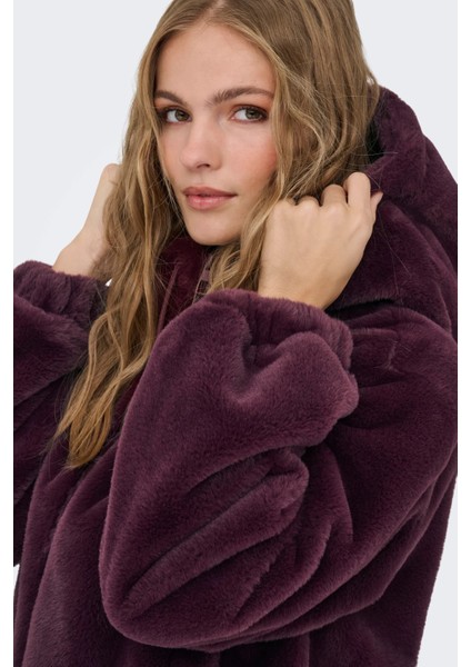 Jdyola Regular Fit Yumuşak Tüylü Kapüşon Yaka Ceket Bayan Ceket 15359329 modelleri