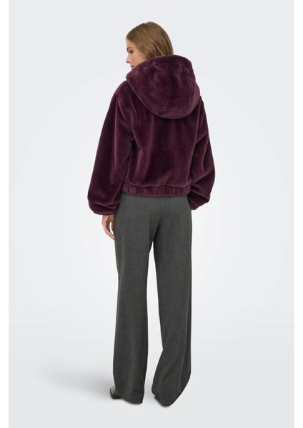 Jdyola Regular Fit Yumuşak Tüylü Kapüşon Yaka Ceket Bayan Ceket 15359329 indirimleri