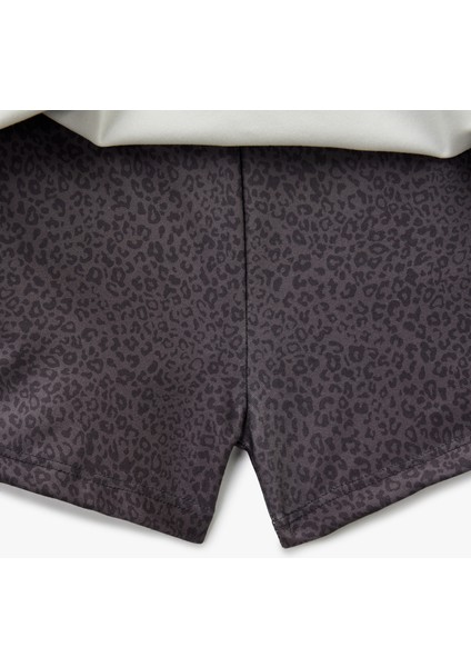 Yüksek Bel Slim Fit Leopar Desenli Spor Mini Şort Etek fırsatları
