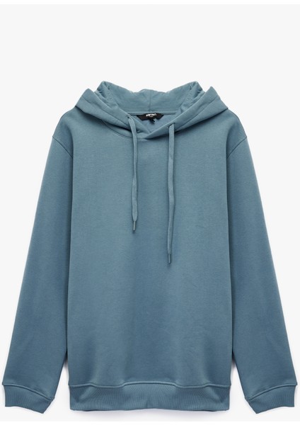 Şardonlu Uzun Kollu Basic Kapşonlu Sweatshirt