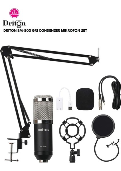 Dri̇ton BM-800 Gri̇ Podcast Ti̇ktok Youtube Yayinci Condenser Mi̇krofon Seti̇ fiyatları