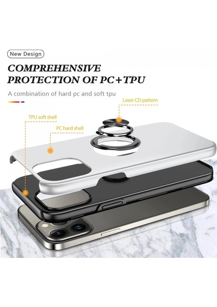iPhone 13 Pro Kılıf Elit Yüzüklü Kapak - Gümüş fiyatları