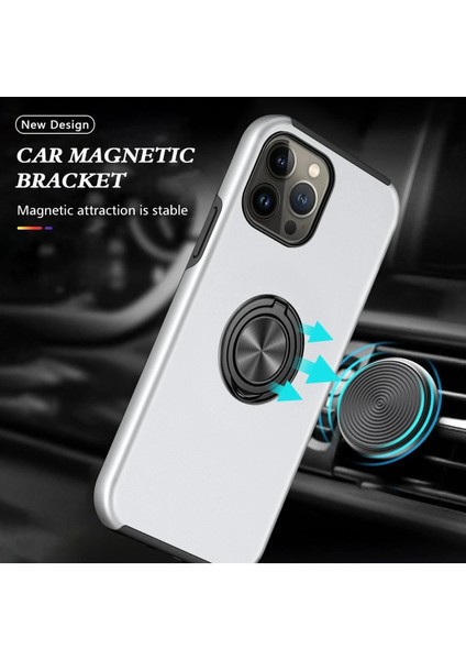 iPhone 13 Pro Kılıf Elit Yüzüklü Kapak - Gümüş indirimleri