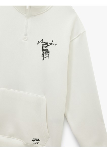 Cepli Şardonlu Yarım Fermuarlı Lisanslı Van Gogh Baskılı Oversize Sweatshirt modelleri