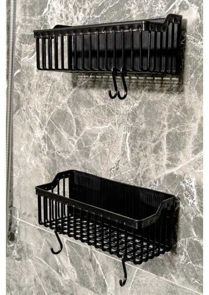 2 Li Plastik Yapışkanlı Askılı Mutfak- Banyo Rafı Düzenleyici Duş Şampuanlık fiyatları