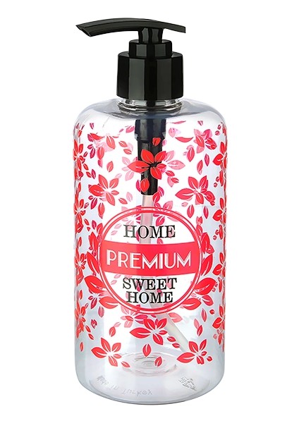 Şeffaf Sıvı Sabunluk Yuvarlak Plastik Pompalı 500 ml