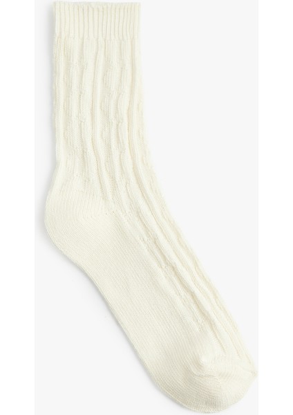 Pamuklu Balıksırtı Dokulu Kalın Soket Çorap