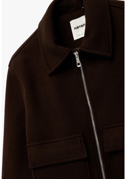 Cepli Uzun Kollu Fermuarlı Crop Kaşe Ceket fiyatları