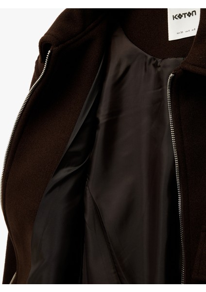 Cepli Uzun Kollu Fermuarlı Crop Kaşe Ceket modelleri