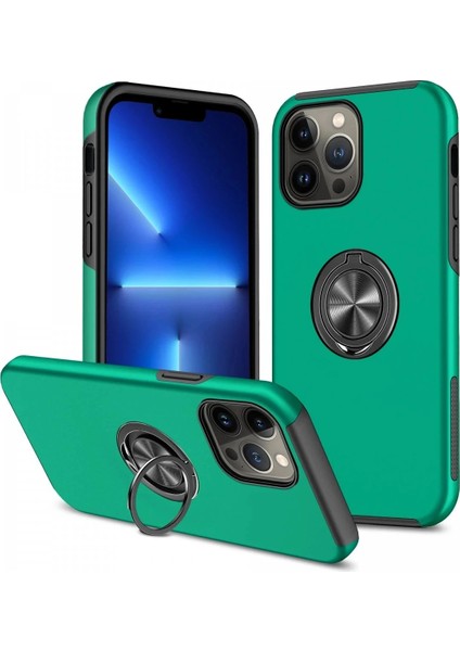 iPhone 13 Pro Kılıf Elit Yüzüklü Kapak - Yeşil