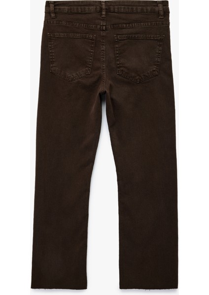 Pamuklu Dar Kalıp Düğmeli Cepli Ispanyol Paça Crop Jean Pantolon - Kick Flare Jeans fiyatları