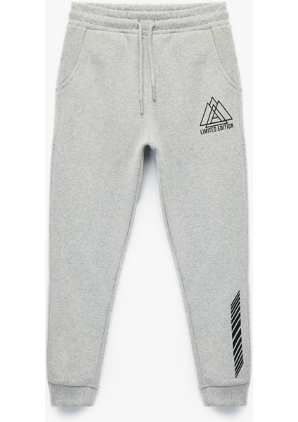 Beli Lastikli Baskı Detaylı Eşofman Altı