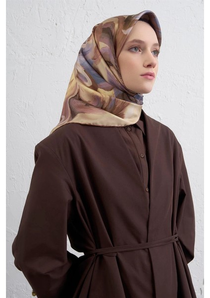 Soyut Desen Twill Ipek Eşarp -2025/2026 -9423D 57 modelleri