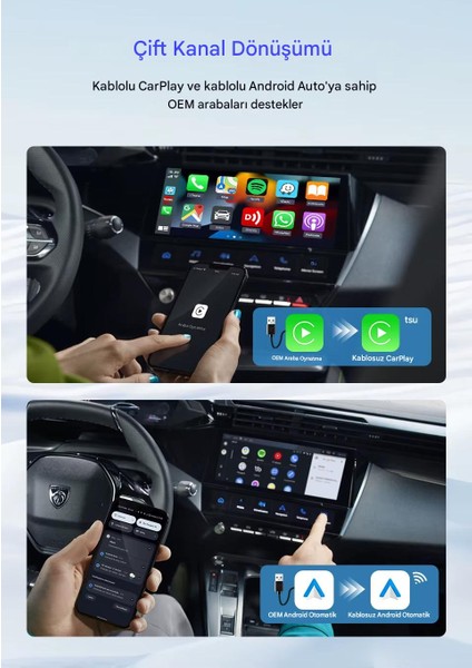 Mini 5.0 Ultra3 Kablosuz Carplay & Android Auto Adaptörü Dual Wifi Bt5.4 Otomatik Bağlantı Yeni Seri 2026 fırsatları