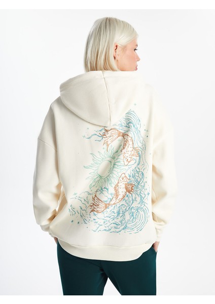 Yeni Sezon Baskılı Oversize Kadın Kalın Hoodie