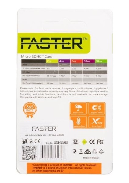 Faster 64 GB Micro Sd Hafıza Kartı fiyatları