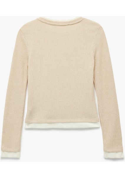 Slim Fit Bisiklet Yaka Viskon Karışımlı Uzun Kollu Tişört fiyatları