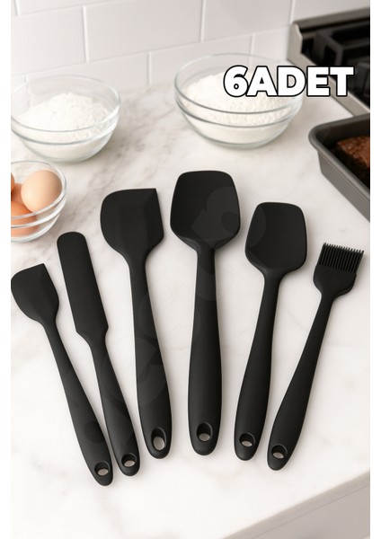 6 Adet Spatula Seti - Kaliteli Çelik Silikon - Pastacı Spatula Seti - Isıya Dayanıklı Yapışmaz