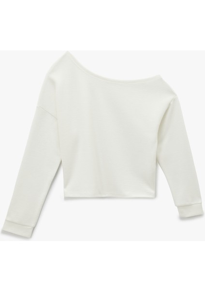 Rahat Kalıp Uzun Kollu Asimetrik Yaka Tişört