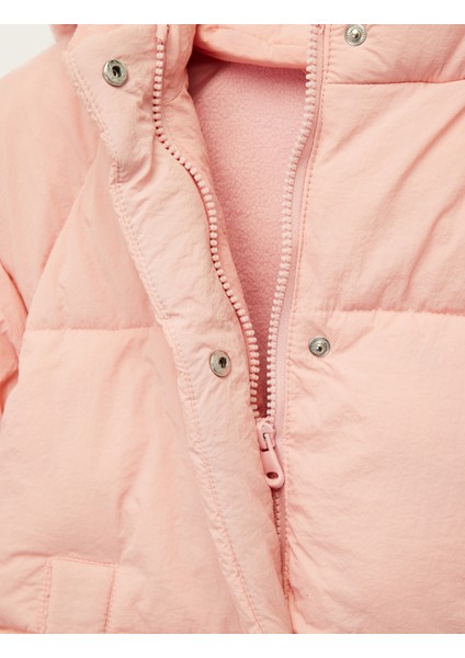 Kapşonlu Cepli Uzun Kollu Fermuarlı Şişme Mont fırsatları